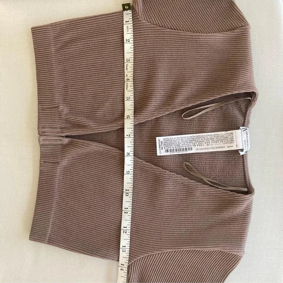 Zara Brown Ribbed Micro Crop Top Long Sleeve XS Twilightcore Earthy Grunge - Picture 4 of 8